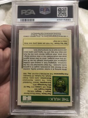 1990 MARVEL UNIVERSE INCREDIBLE HULK ERROR PSA 9 POP 1 RARE 1/1