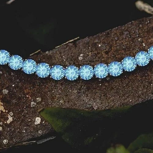 Brazalete de tenis para hombre de topacio creado en laboratorio de corte redondo de 5 quilates acabado en oro blanco de 14 quilates Foto 2 de 3