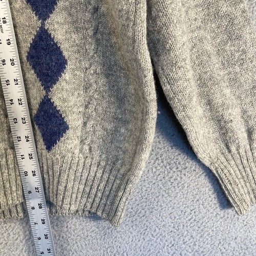 Vintage Pendleton Sweater Men's XL Gray Argyle 100% Shetland Wool USA Made - Picture 7 of 12