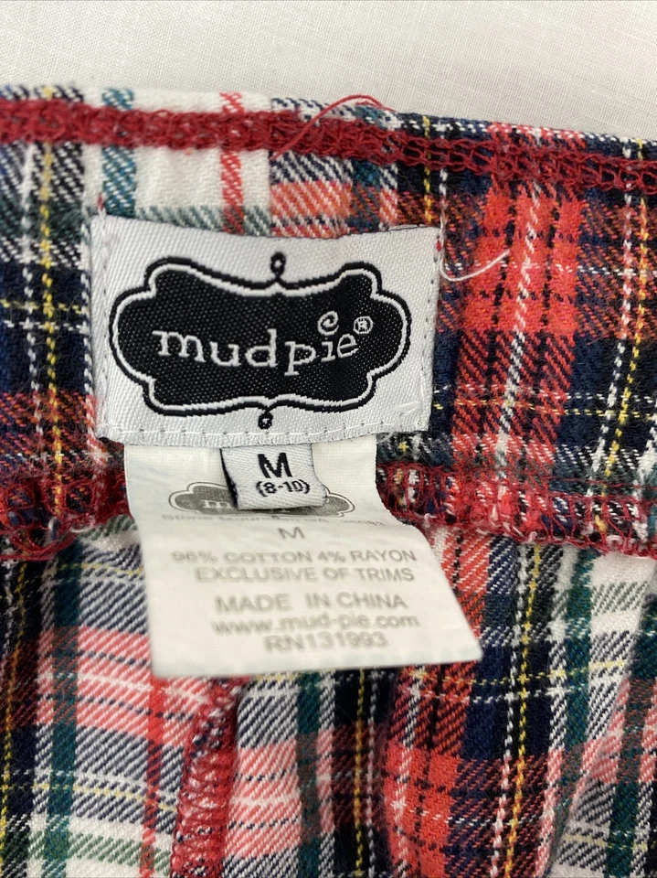 Mudpie Red, Blue, White Plaid Flannel Sleep Shorts, Women's Size M - Image 4 of 4
