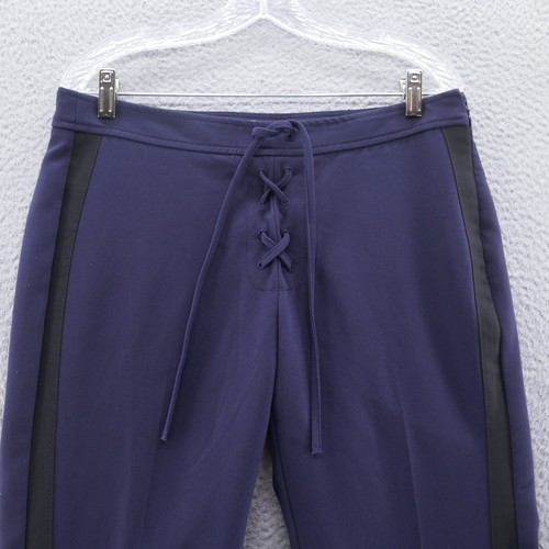 Banana Republic Womens Olivia Palermo Flare Dress Pants 8 Blue Lace Up Tuxedo - Picture 2 of 14