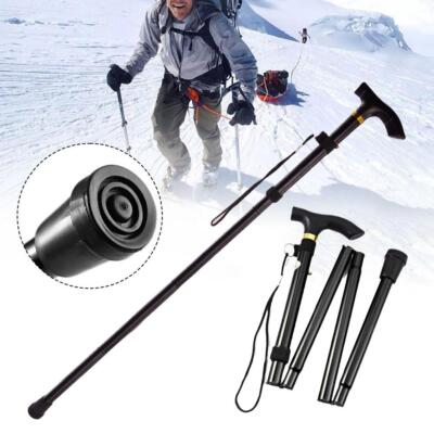 Foldable Walking Stick Travel Cane Aluminum Alloy Adjustable Height GX K1U