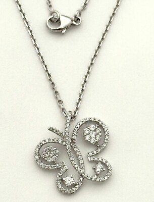 BATTERFLY DIAMOND PENDANT WITH CHAIN 18K WG 0.60 CAR NAT DIAM, RET USD $3,000.00