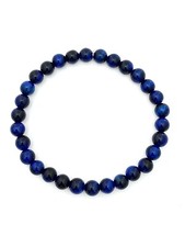 Natural Blue Tiger's Eye 7.25" 6.3mm Gemstone Bead Bracelet w/Stretch Cord