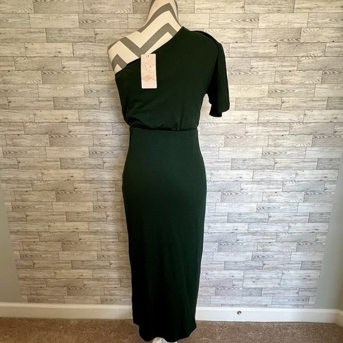 Green Asymmetrical One Shoulder Dress By Fashion Ruching Sz- Small Bodycon - Picture 7 of 14