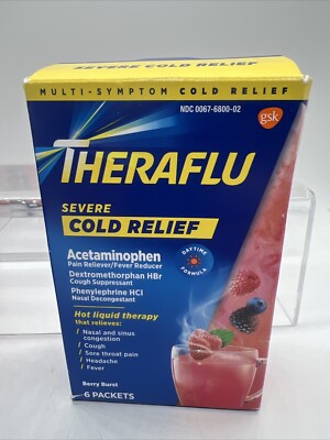 Theraflu Cold Relief Daytime Formula Berry Burst 6 Packets 7/26 COMBINE SHIP