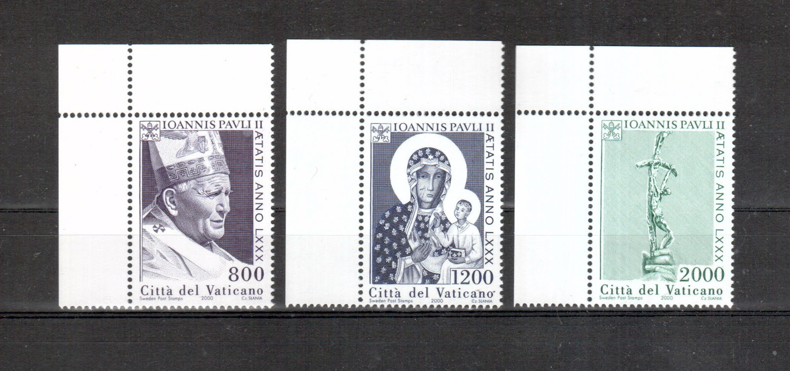 Briefmarken-Set Vatikanstadt 1338-1340 (2000) – Papst Johannes Paul II., Postfrisch MNH, Sammlerqualität
