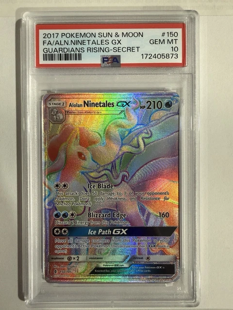 2017 POKEMON SUN & MOON GUARDIANS RISING FULL ART/ALOLAN NINETALES GX PSA 10