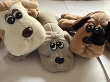 POUND PUPPIES LOT of 3, gray, tan w red ribbon, spotted 9  Tonka 1985