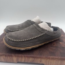 L L Bean Men Suede Mountain Slipper Scuffs Fleece Lined Size 9 Medium Ash Gray