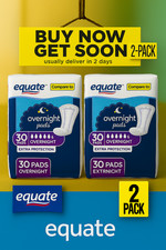 Equate Women s Overnight Incontinence Pads Ultimate Absorbency 30ct 2 Pack