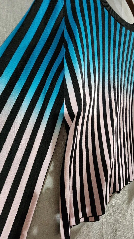 Suéter de punto a rayas INC para mujer Pullover Cascada negro dorado talla mediana #16 Foto 3 de 4