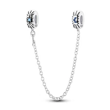 MULA 925 Sterling Silver DIY Charm Safety Chain Brilliant Star Moon for Bracelet