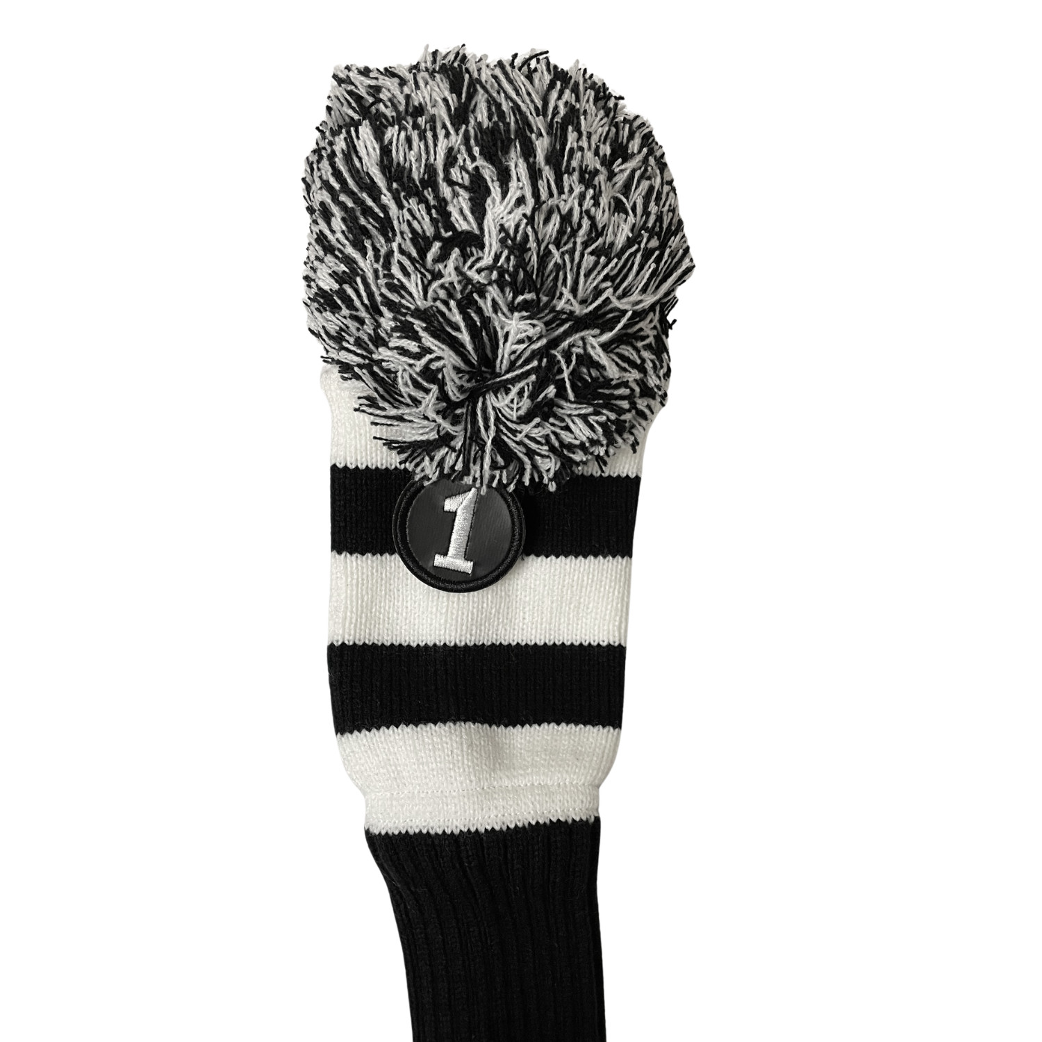 Tour #1 460cc Driver Black White Golf Headcover Knit Pom Pom Classic Head Cover
