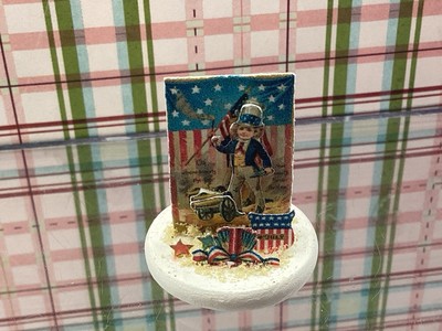 Dollhouse Miniature 4th of July Patriotic Uncle Sam Display OOAK