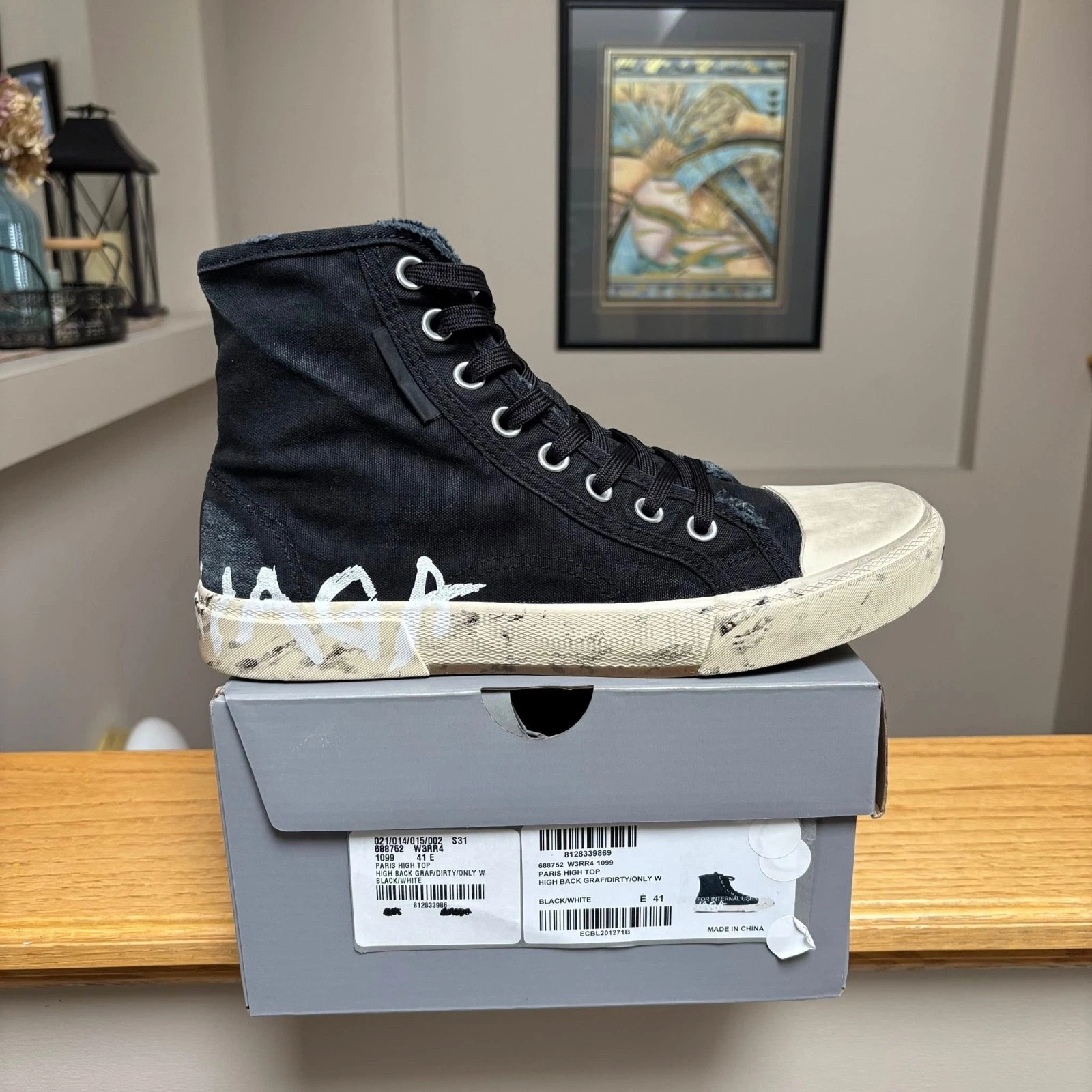 Balenciaga — Balenciaga Black Paris Graffiti High Top Sneakers 41EU - $865 - New - Authentic