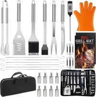 GrillzubehöR-Set 28-Teilig Edelstahl Mit Aufbewahrungskoffer FüR Bbq Grillen