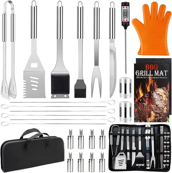 GrillzubehöR-Set 28-Teilig Edelstahl Mit Aufbewahrungskoffer FüR Bbq Grillen-image
