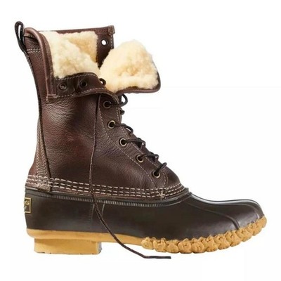 LL Bean Shearling Lined Duck Boots Leather Waterproof Bean Boot Womens Size 8