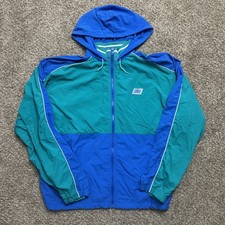 Vintage Nike Gray Tag XL Windbreaker Jacket Full Zip Hooded Blue Green Two Tone