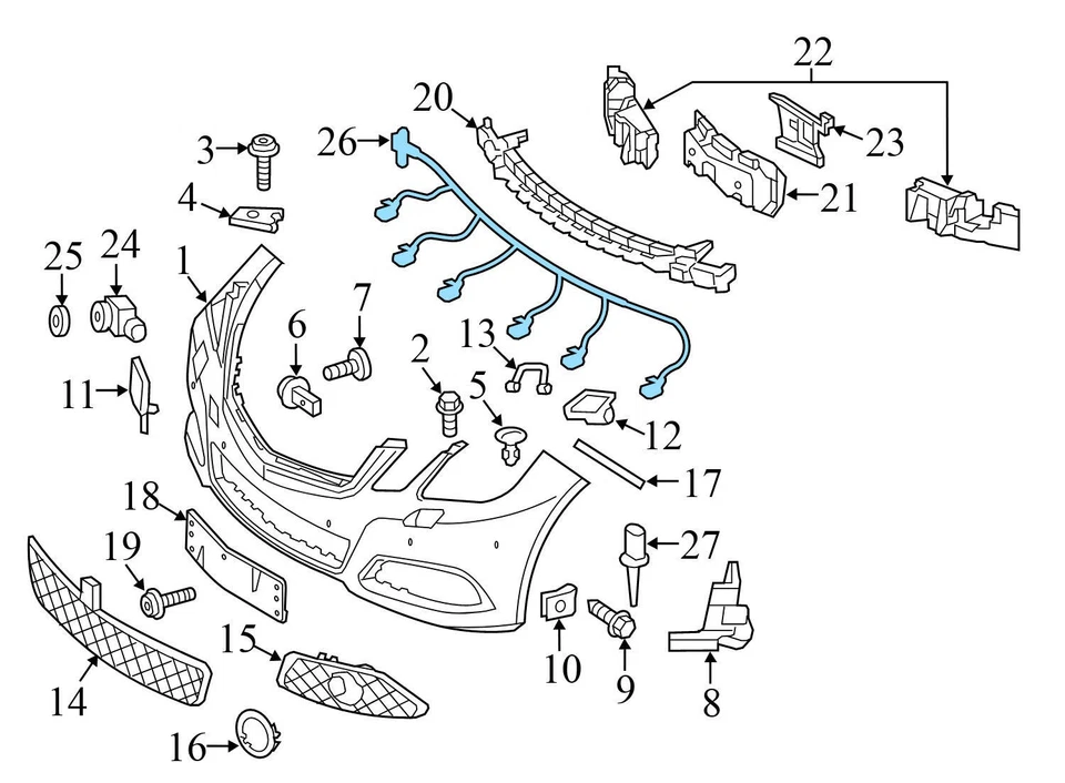 2010-2016 MERCEDES-BENZ E500 - Front Bumper Wiring Harness 2125405610 - Image 3 of 4