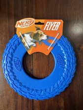 Nerf Dog Rubber Tire Flyer Dog Toy Frisbee Lightweight Durable, Blue - 10  NWT