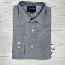 Bonobos Slim Fit Stretch Dress Shirt 16- 33 Navy Striped Dot Jacquard Button New