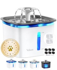 Veken Innovation Award Winner 95oz/2.8L Cat Water Fountain Grey