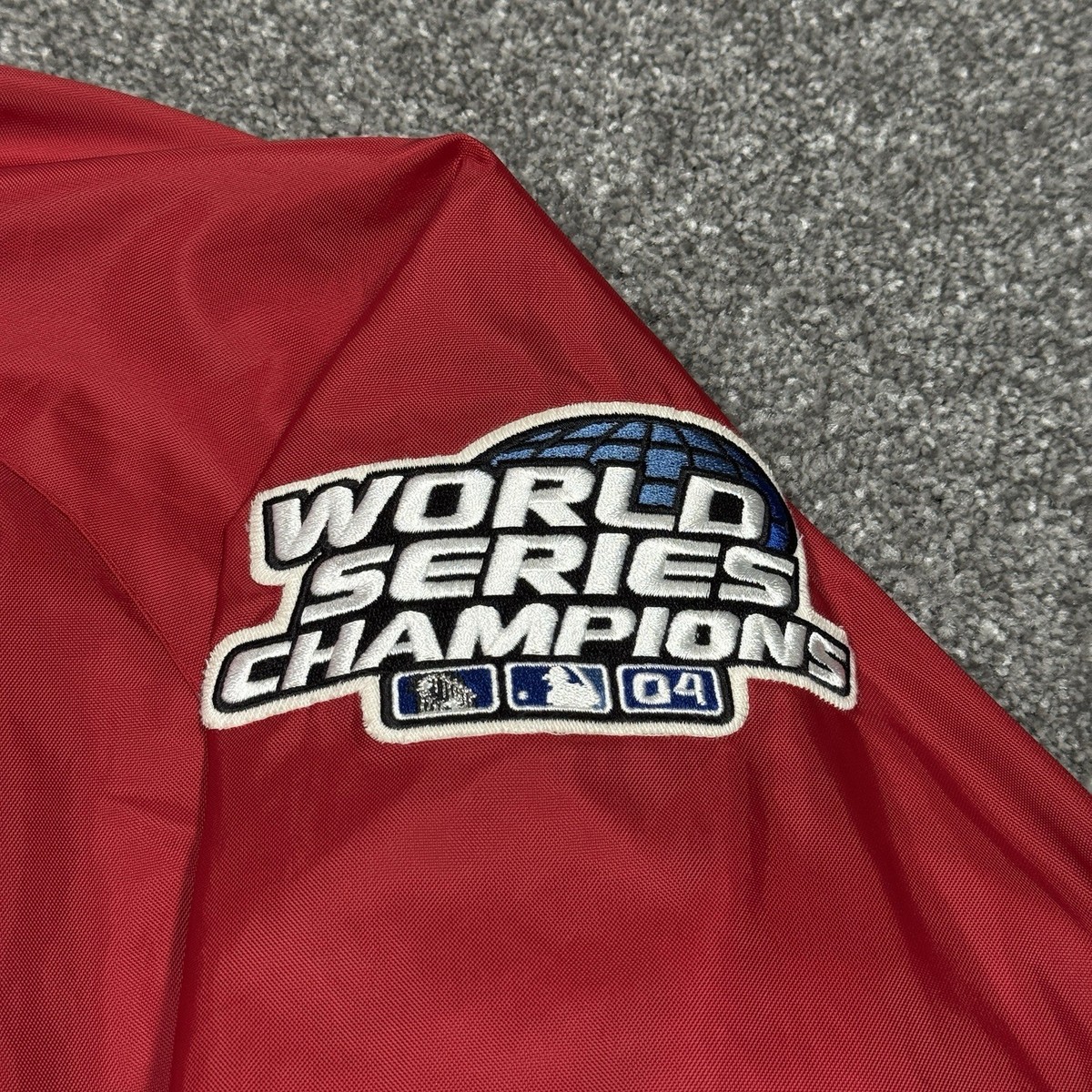 majestic MLB 2004ワールドシリーズ ナイロンジャケット Lデッド Boston Red Sox Jacket Men Large Majestic Red MLB Baseball