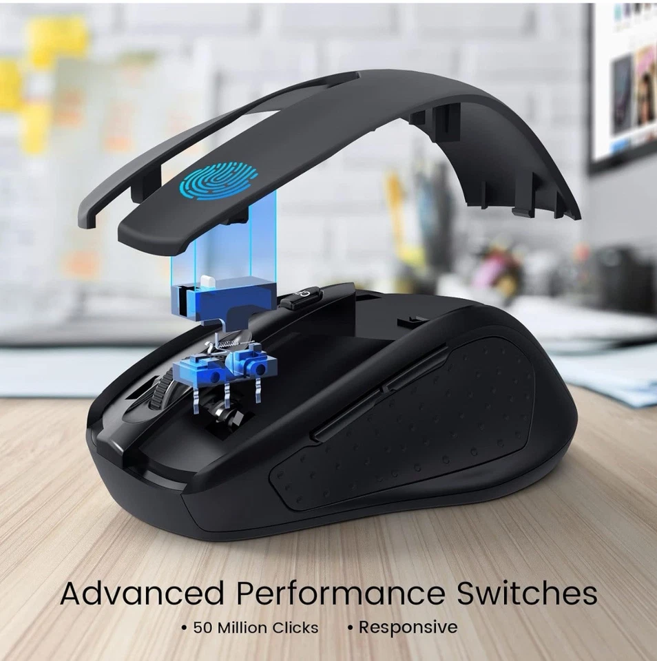 Wireless Mouse D-09 - USB Cordless, Ergonomic Grip, 2400 DPI 5-Level, 16-Month B - Image 4 of 4