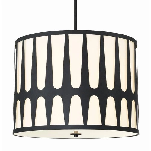 Crystorama Royston 24" Wide Black Drum Pendant Light - Picture 5 of 6