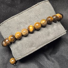 Tiger Eye Beads Bracelet Braided Rope Adjustable Bangle Unisex Stone
