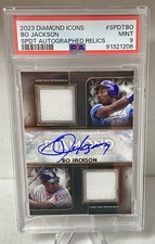 Bo Jackson Auto 2023 Topps Diamond Icons Dual Team Autograph Relics 10/10 PSA 9