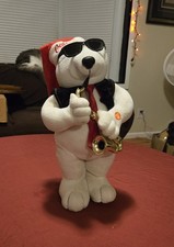 Coca Cola Animated Christmas Polar Bear Playing Sax - Battery Repair Needed