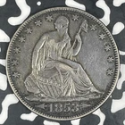 1853 U.S. 50 Cents Seated Liberty Half Dollar Lot#A0072 Silver!