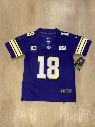 YOUTH MEDIUM #18 Justin Jefferson Stitched Jersey - Throwback Purple