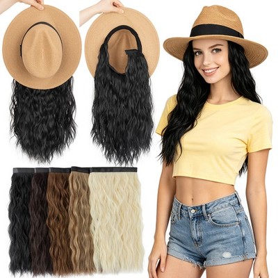 Cap with Hair Attached For Women Wigs Sun Hat with Hair Long Wavy Hair Synthetic