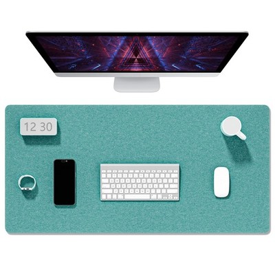 Dark Green Felt Desk Mat Minimalist Large XXL Mouse Pad 35.5x15.7 Inch Gamer