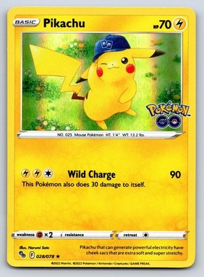 Pikachu 028/078 Holo Rare Pokemon GO Pokemon Lightly Played