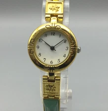 Vintage Chinese Watch Womens 25mm Gold Multi Stone Band New Battery 8"