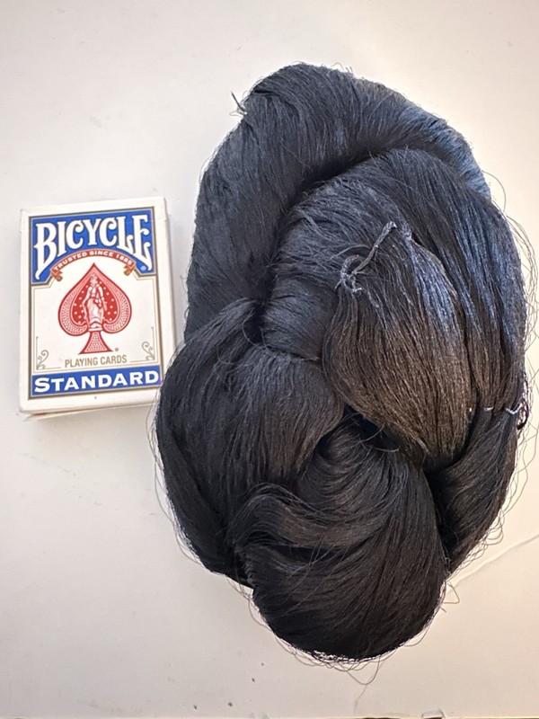 8.2oz Vintage Japanese Kimono Silk Thread  Hanks Skein Black Reeled Filament F20