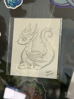 Dragons And Beasties Handmade Art Sketch by Becca Golins Laying Dragon