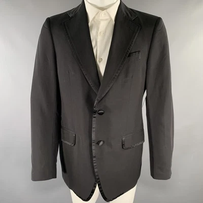 Salvatore Ferragamo Taille 40 Régulier Noir Soie Sport Coat À Revers - Photo 1/4