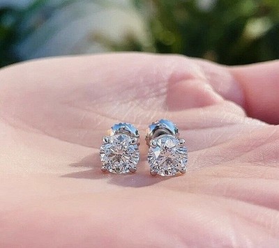 4,00 ct Rundschliff VVS1/D Lab Created Ohrstecker 14k Weißgold 8mm Schraubverschluss