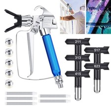 12x Airless Paint Sprayer Gun Kit w/ 5 Spray Tips, 5 Filters, Nozzle Guard Clear