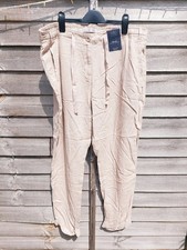 M&S Ladies Peg Leg Ladies Linen Blend Trousers Size UK 18 Long BNWT