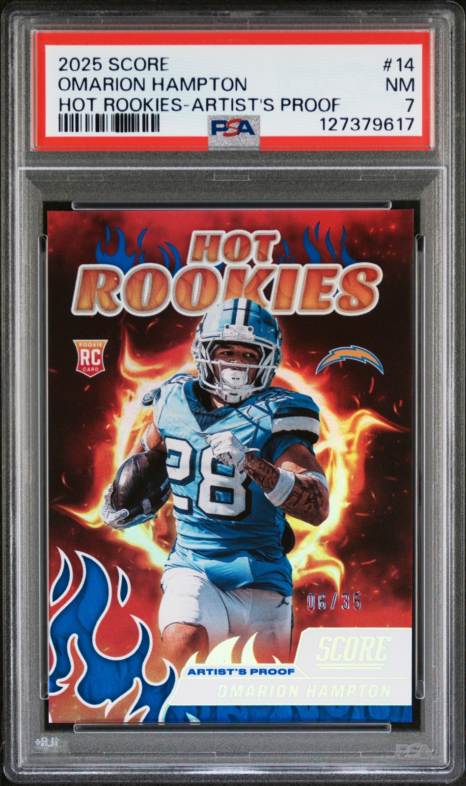 Omarion Hampton Panini Score Hot Rookies #14 Artists Proof