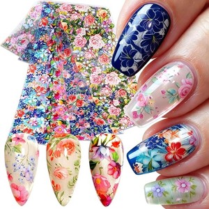 10 Rolls Nail Foil Transfer Flower Stickers Floral Prints Decals Manicure Wraps