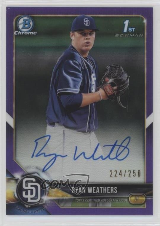 2018 Bowman Draft Chrome Pick Purple Refractor 224/250 Ryan Weathers Auto 13b2