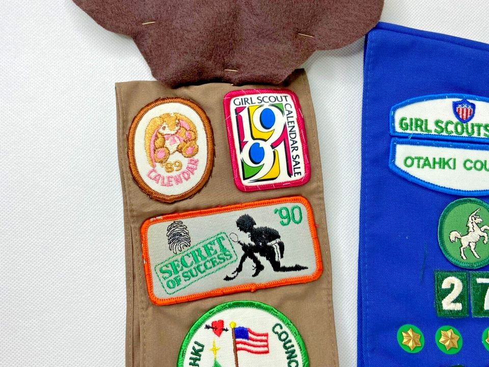 Girl Scout Sash Lot Of 2 1990 Brownie Merit Badge Patch Pin eBay